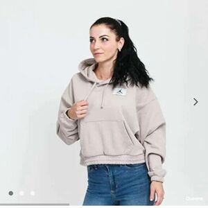 Jordan Women's Hooded Pullover Sweatshirt in Light Taupe